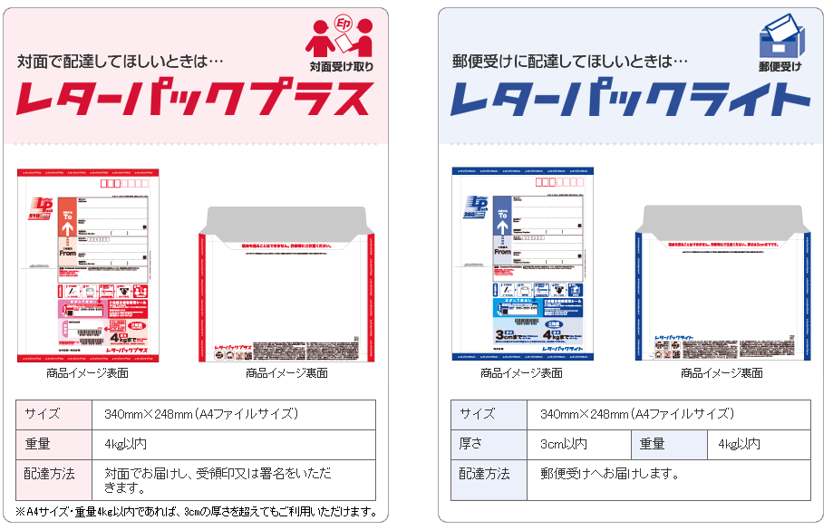 レターパックプラス　レターパックライト